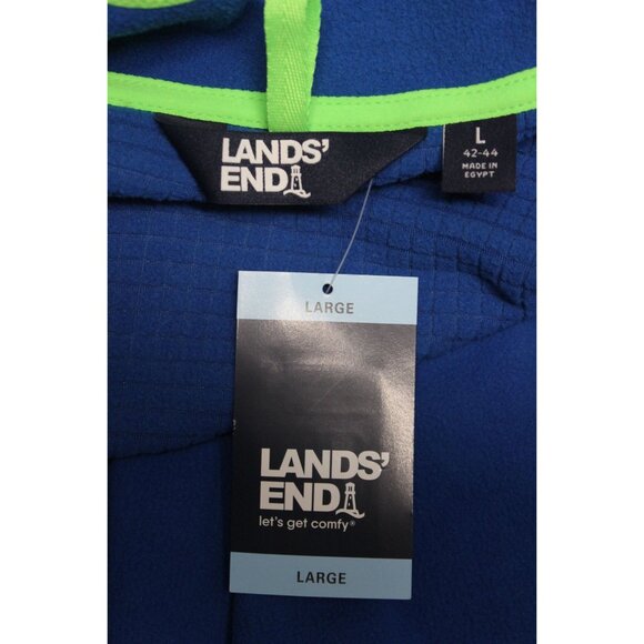 Lands' End men's full zip mock‎ neck textured grid fleece performance jacket L - Picture 6 of 10